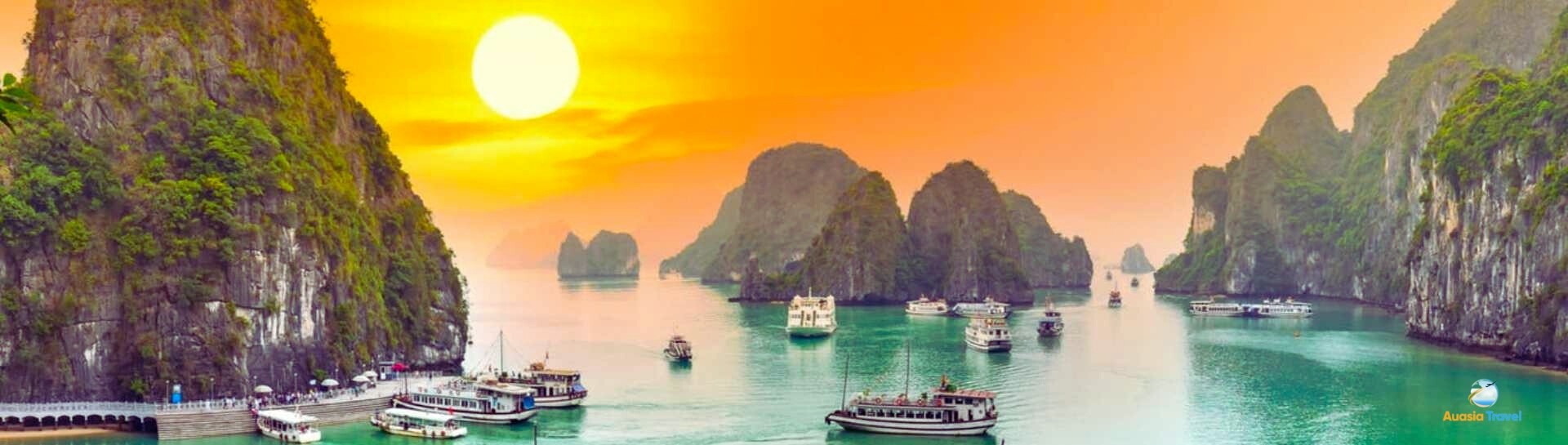 Sunset In Halong Bay Vietnam